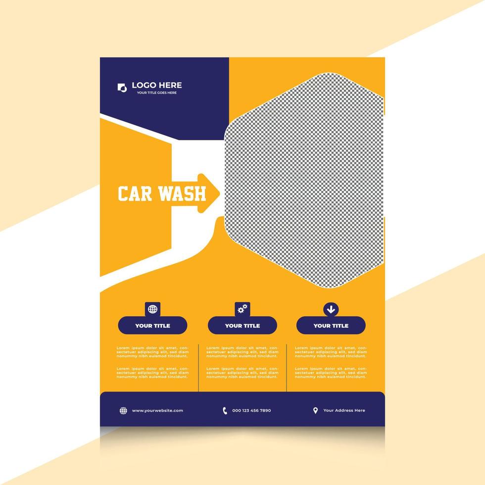 Creative flyer design template. Car wash and cleaning service flyer, leaflet, poster template. vector