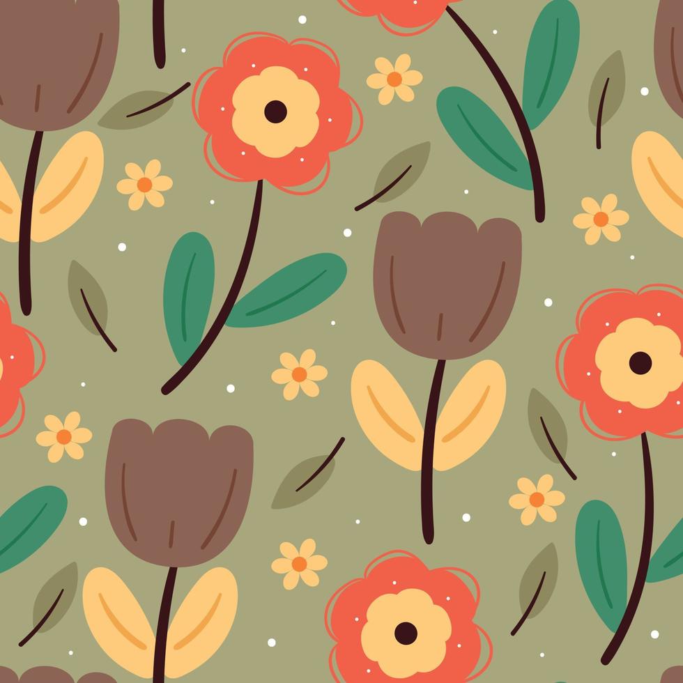 seamless pattern flower and plant for fabric print, textile. flower and leaves wallpaper vector