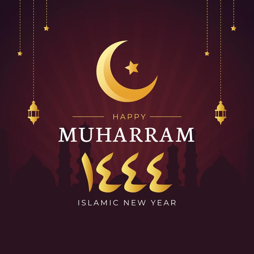 illustrations of islamic new year. Happy muharram 1444 design vector
