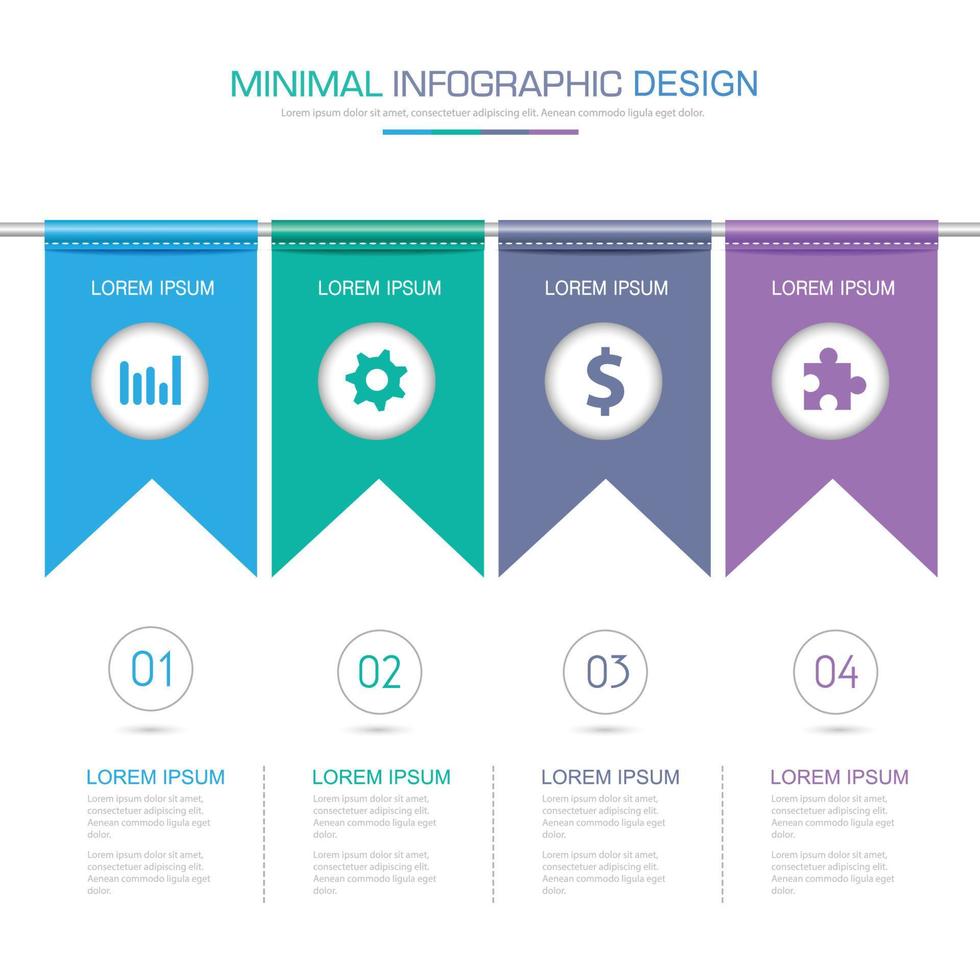 elementos infográficos con icono de negocio en proceso de fondo a todo color o diagramas de flujo de trabajo de pasos y opciones, ilustración de elemento de diseño vectorial eps10 vector