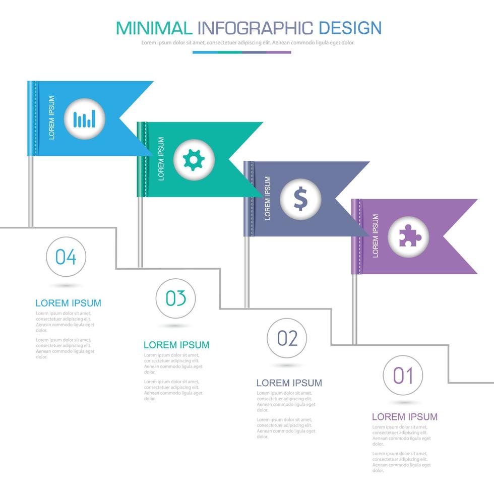 elementos infográficos con icono de negocio en proceso de fondo a todo color o diagramas de flujo de trabajo de pasos y opciones, ilustración de elemento de diseño vectorial eps10 vector