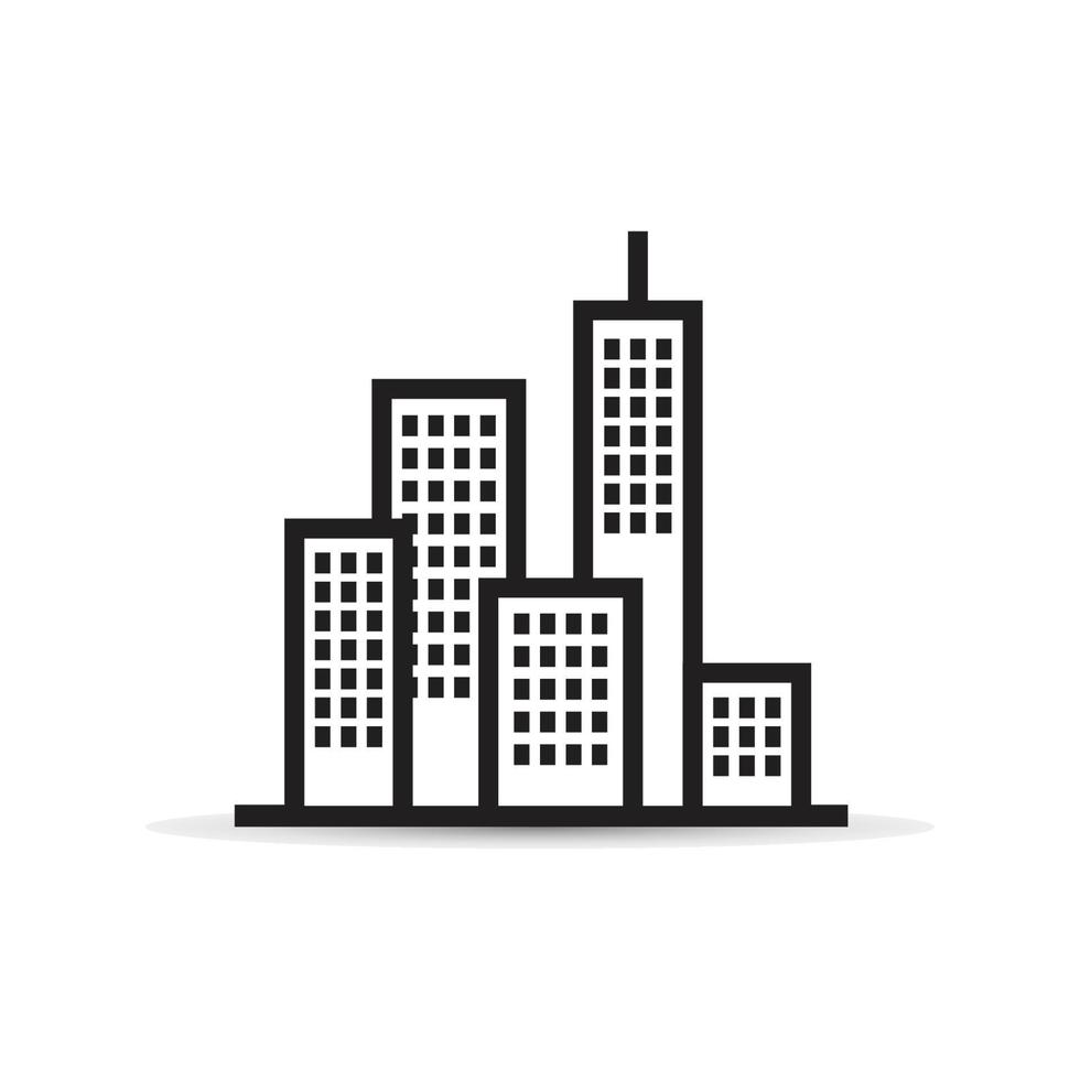 Black building vector icon isolated on white background