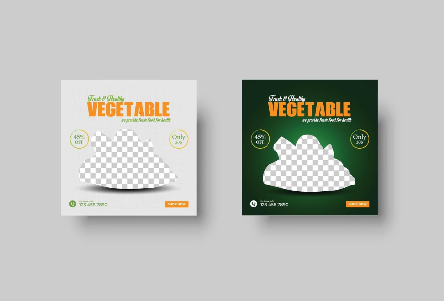 vagetable social media post design template vector