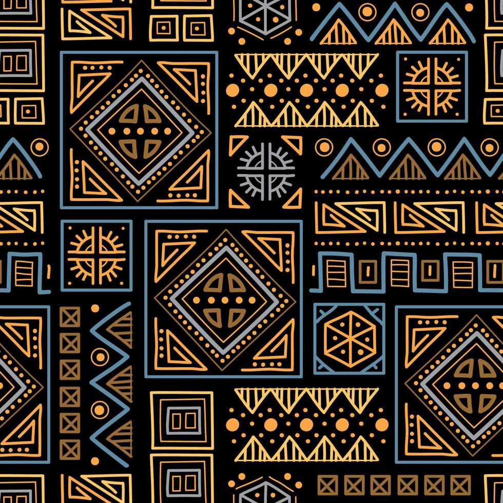 Mayan patchwork seamless pattern. Bright multicolor background vector