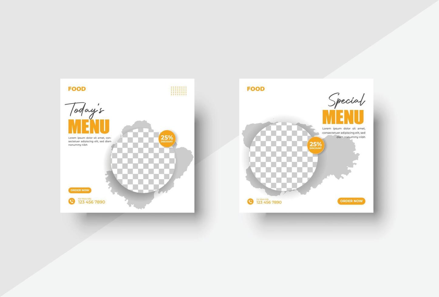 food manu social media post design template vector