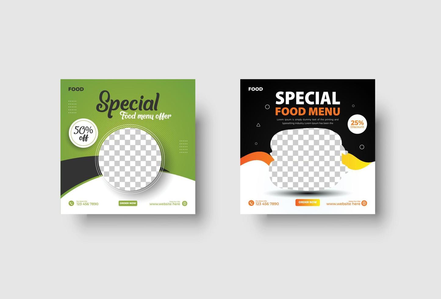 special food social media post design template vector