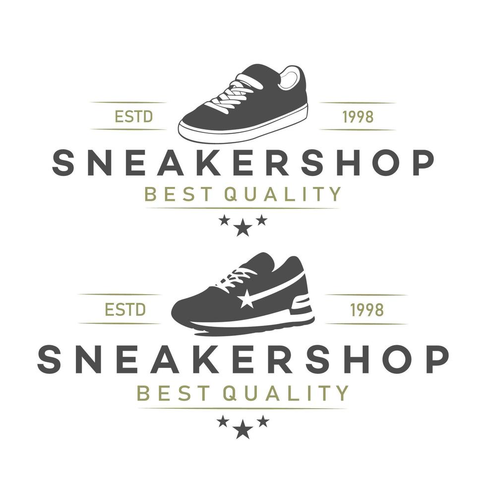 diseño del logo de la tienda de zapatillas. tienda de zapatos. ilustración vectorial de zapatillas vector