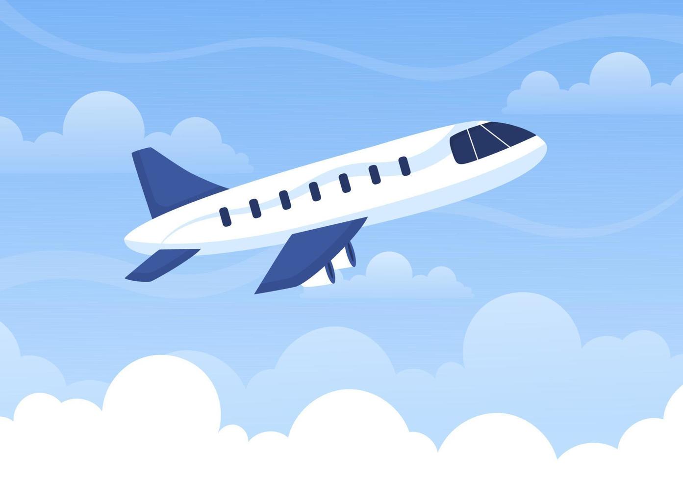 Pilot Cartoon Vector Illustration with Airplane, Air Hostess, City or Airport Background Design