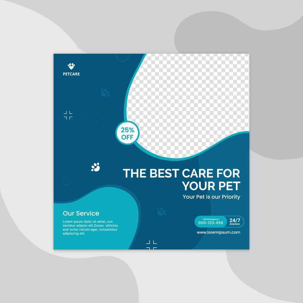 Animal Health care and Social media design template. Promotion social media design for live business workshop. Social media for the pet care. Pet clinic social media pet service vector layout.