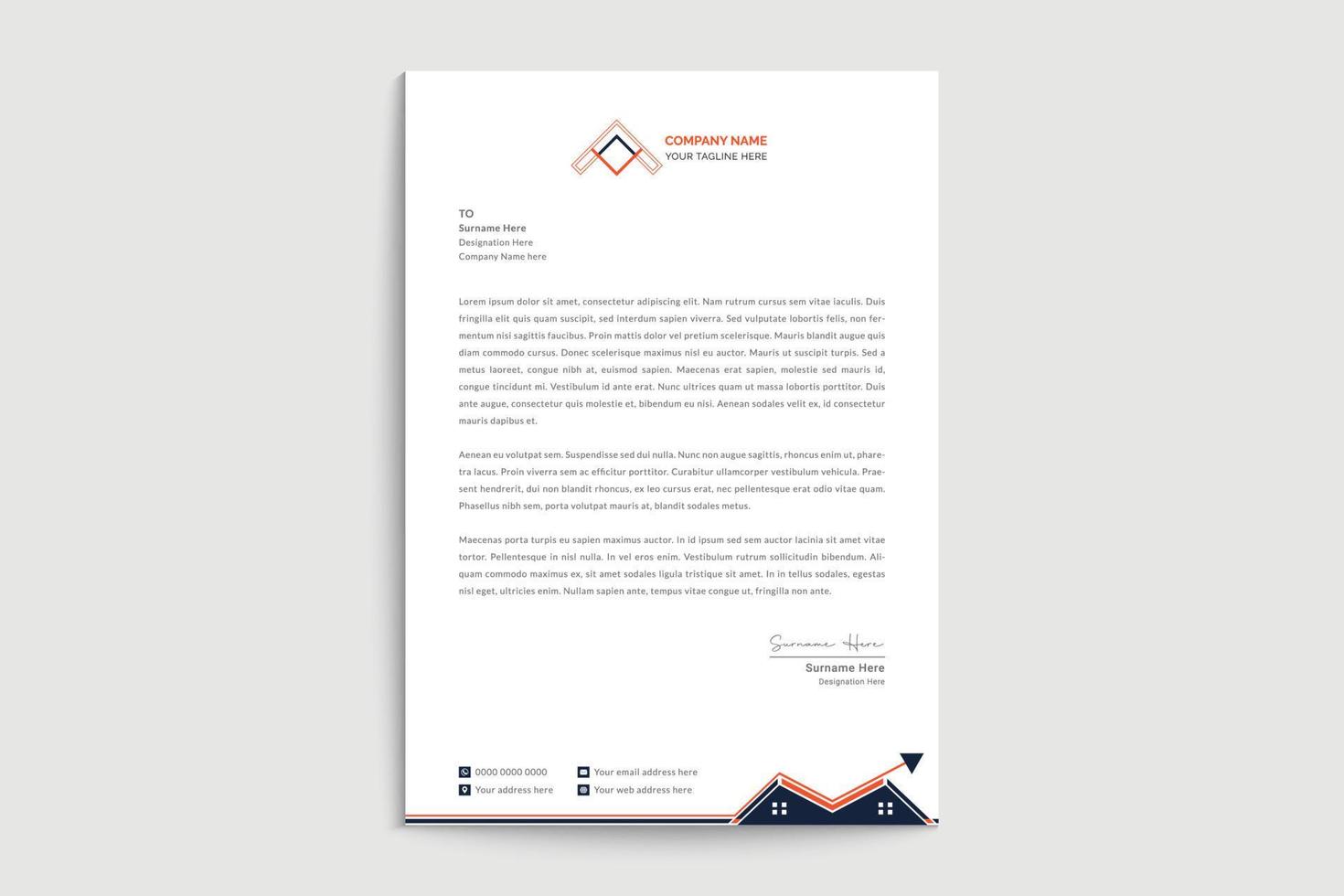 Professional Real estate company letterhead template vector