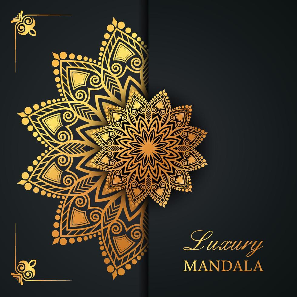 Luxury ornamental mandala design with gold color vector