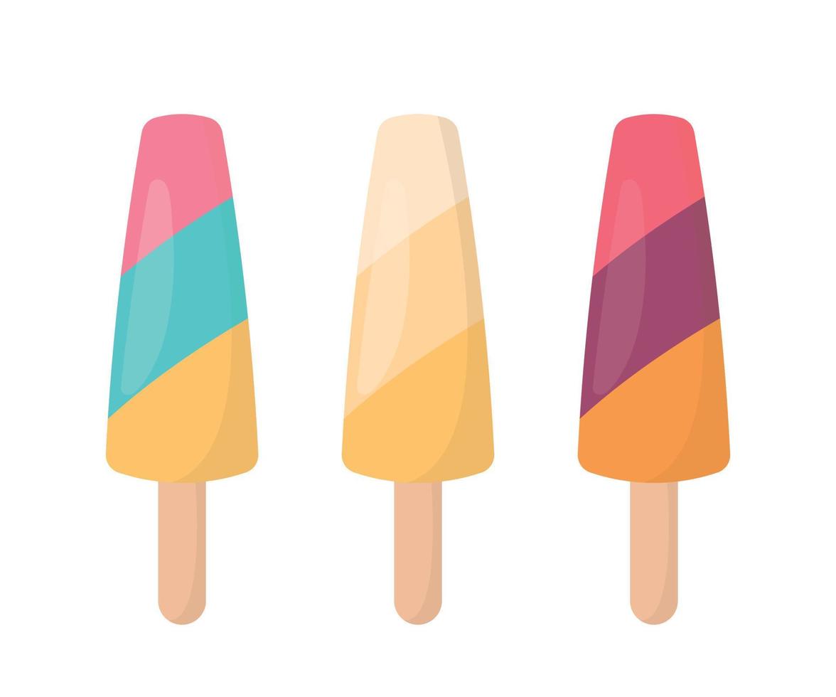 Animated popsicle ice cream stick clipart  fruits cartoon vector summer