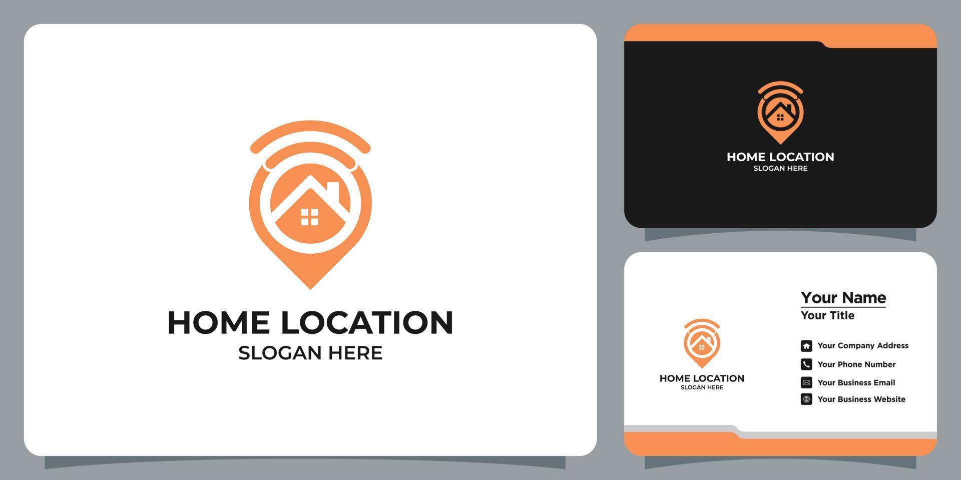 Minimalist home and location logo set with business card branding vector