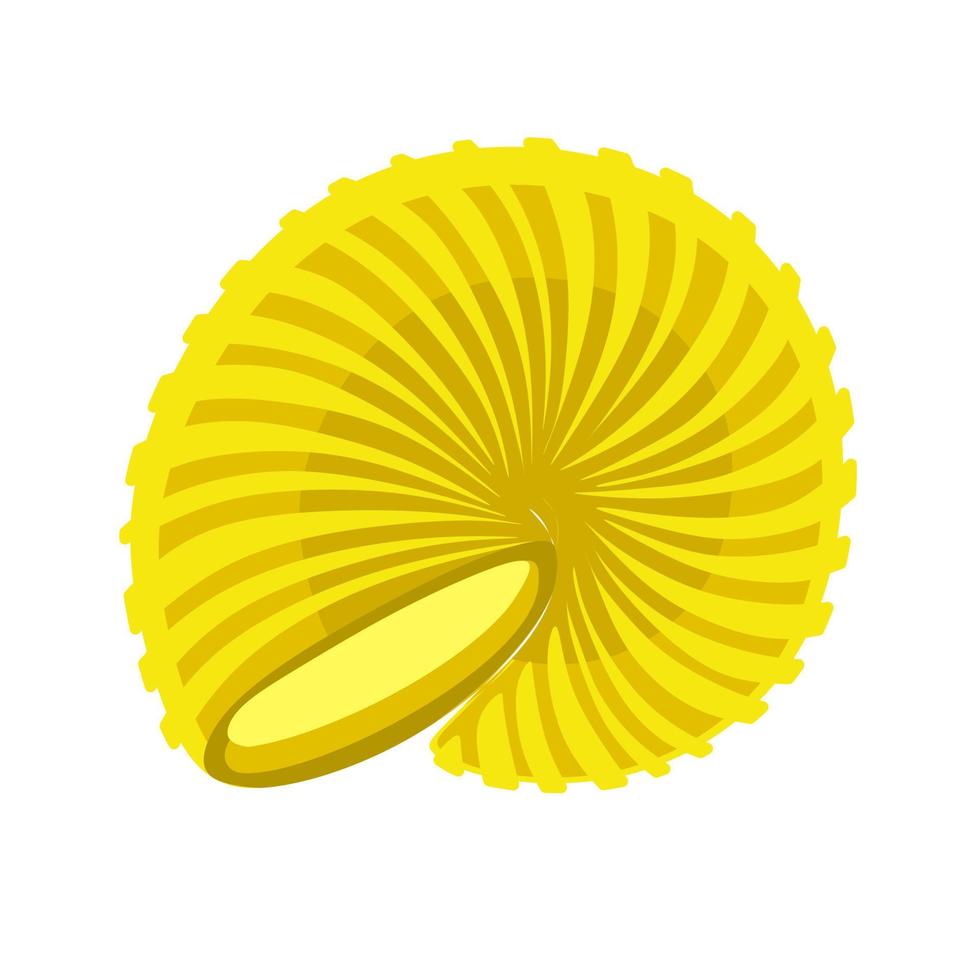 Seashell sea shell clam blue and yellow Vector illustration isolated on white background