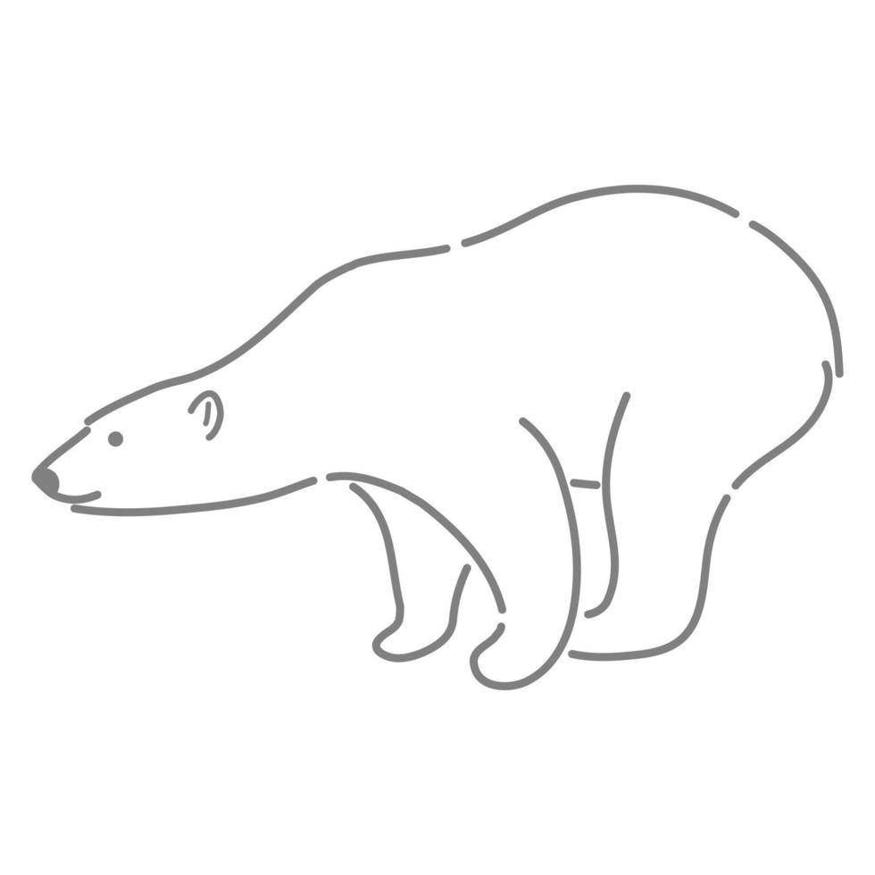 oso polar en boceto de contorno. vector