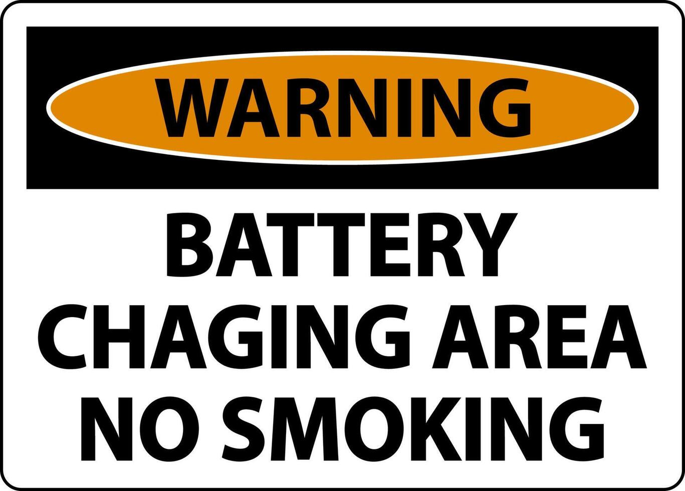 Warning Battery Charging No Smoking Sign On White Background vector