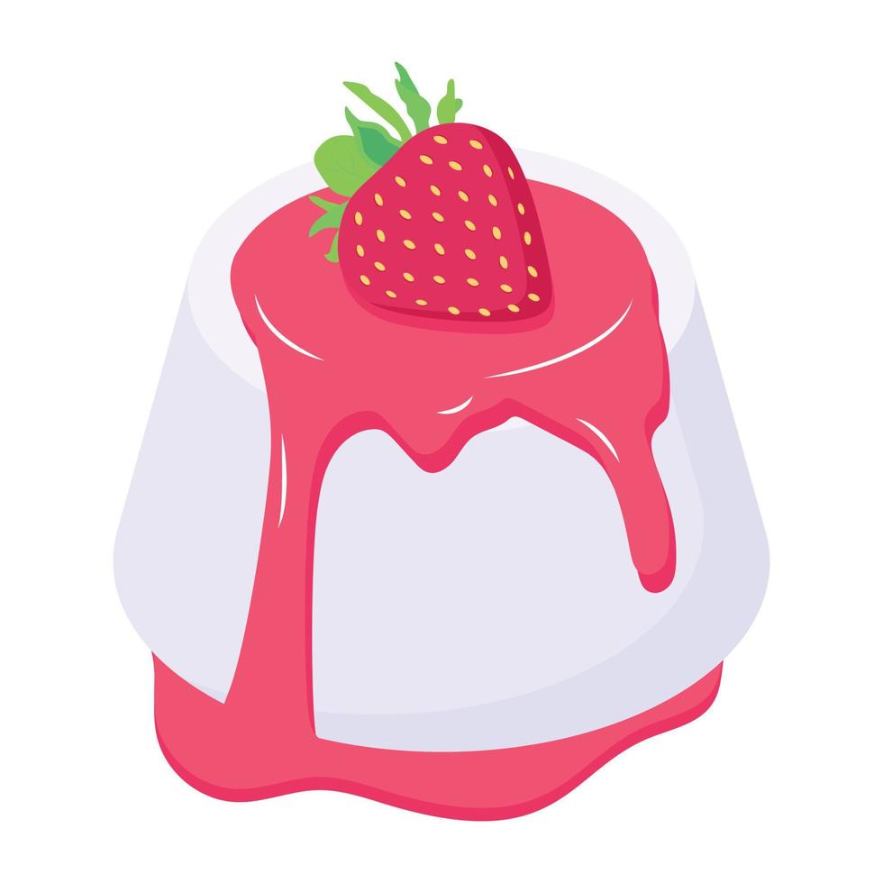 A strawberry cake isometric icon vector