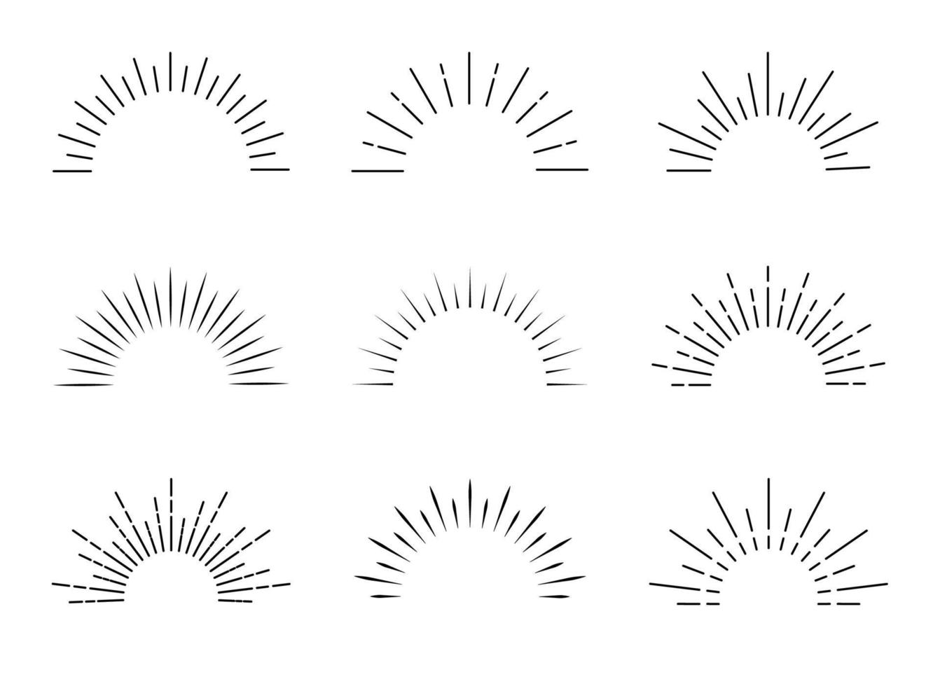 Set of sun rays starburst background. Sunburst icons set for summer element. vector