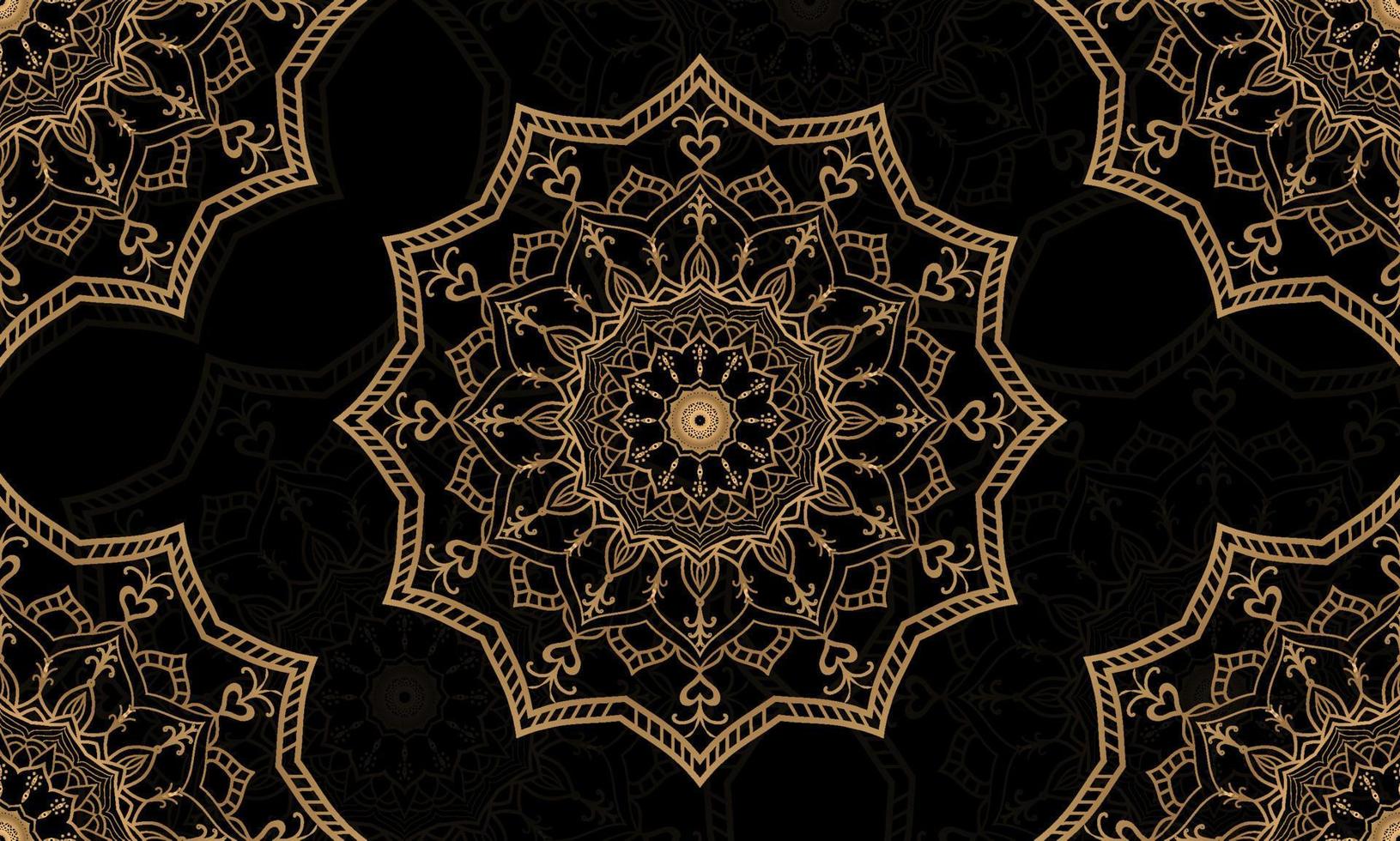 luxury decoration of mandala flowers with shiny gold color. yoga template. relax, islamic, arabesques, indian, turkey. vector