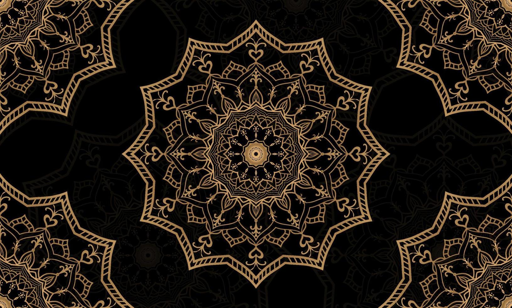 luxury decoration of mandala flowers with shiny gold color. yoga template. relax, islamic, arabesques, indian, turkey. vector