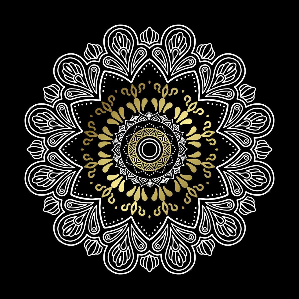 Elegant golden, black and white ornament vector