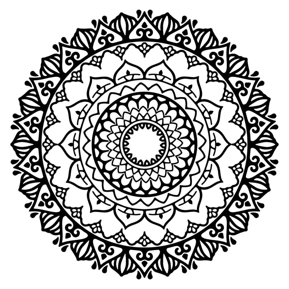 mandala negro para el diseño. diseño de patrón circular de mandala para henna, mehndi, tatuaje, decoración. ornamento decorativo en estilo étnico oriental. página del libro para colorear. vector