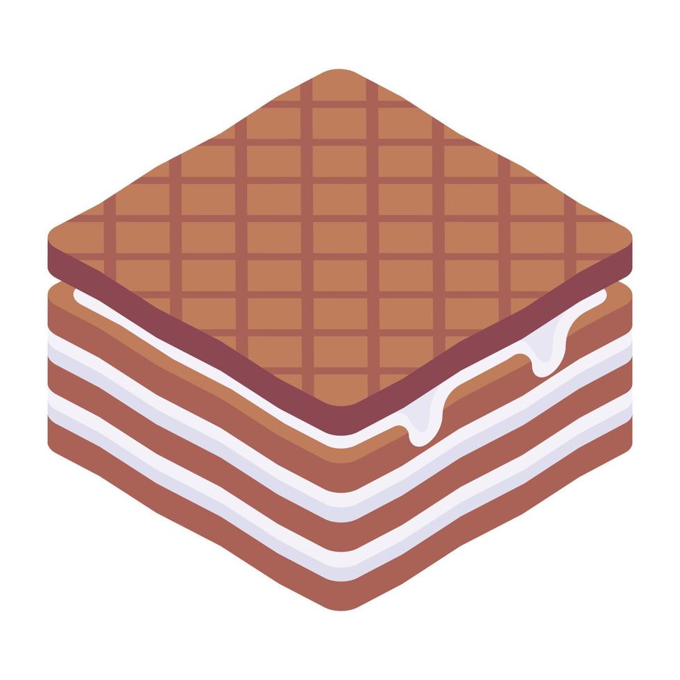 delicioso pastel de crema icono isométrico vector