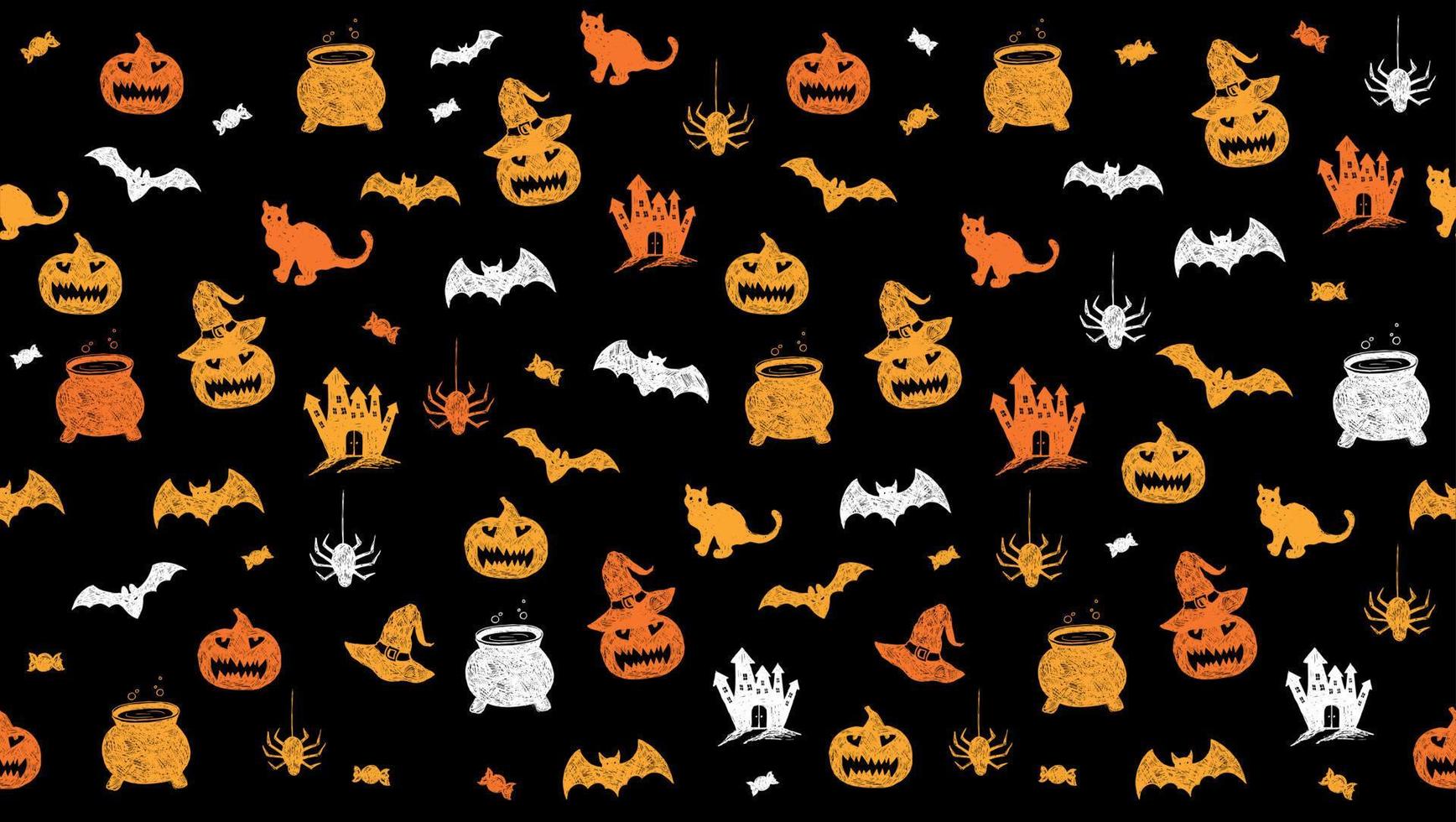 Adobe Illustrator ArtworkHalloween symbols hand drawn illustrations vector