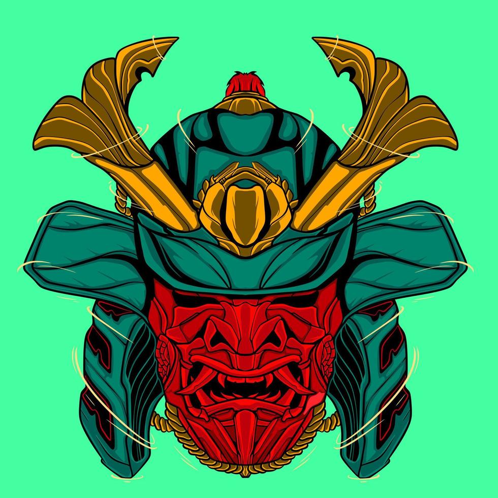 diseño de vector de ilustración de samurai de ilustración de cráneo