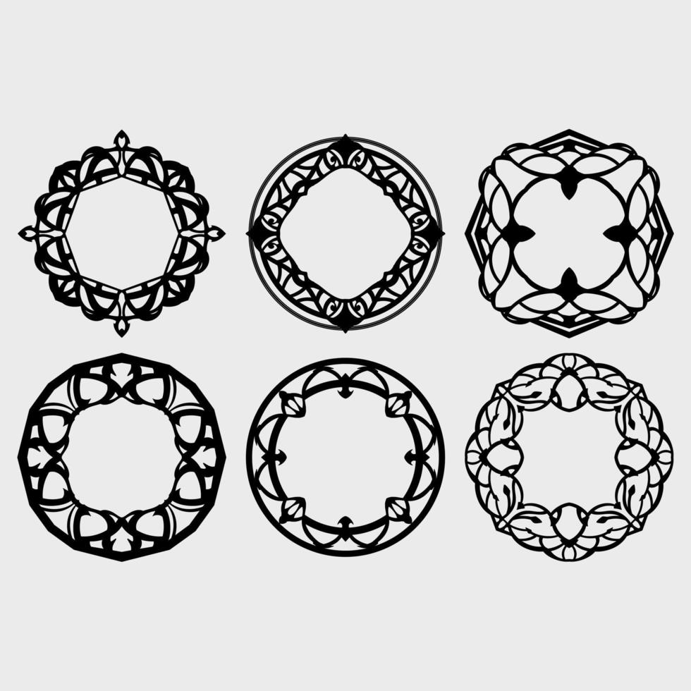 conjunto de vectores de elementos de mandala ornamental