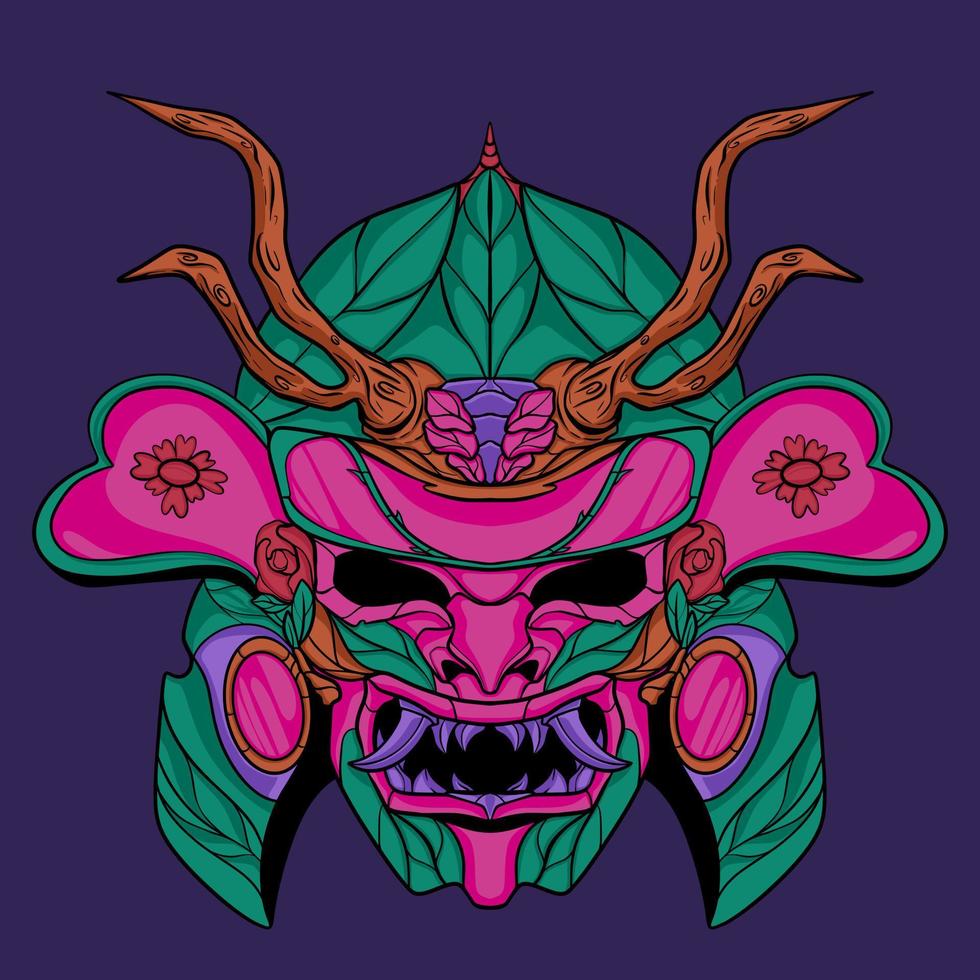 Skull illuatration samurai artwork vector design