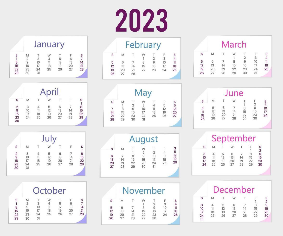 plantilla de calendario anual 2023 vector