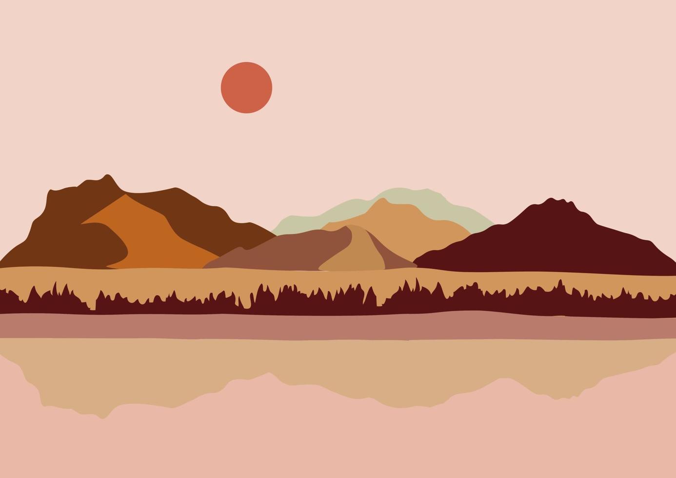 The 'Mountains' Collection with day and night landscape maker shapes, abstract colours, pre-made posters to create unique and home decor, blogging, posters. vector