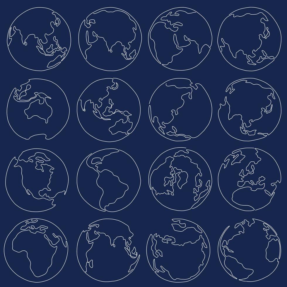 Earth doodle continuous line freehand drawing. vector