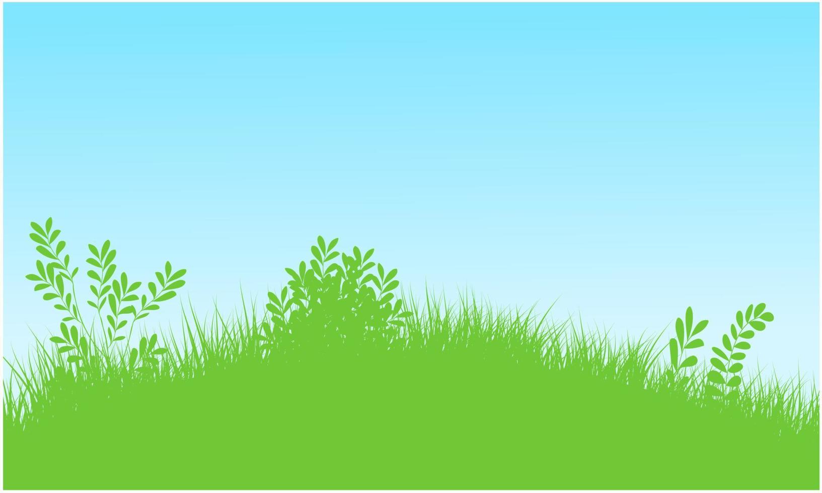 grassy hill field, green grassy landscape vector