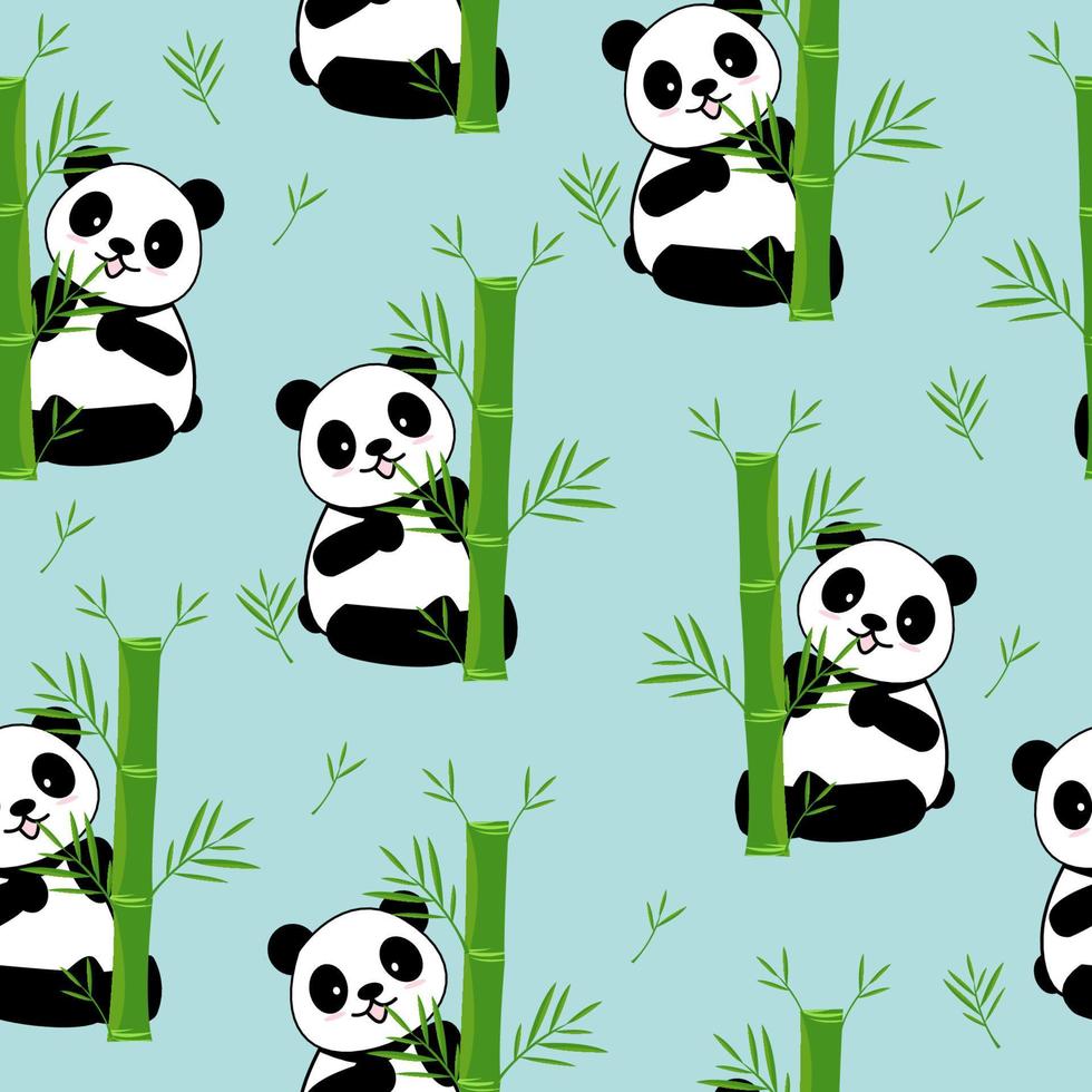 Fondo de patrón sin costuras de panda lindo, ilustración de vector de osos panda de dibujos animados, niños creativos para tela, envoltura, textil, papel pintado, ropa.