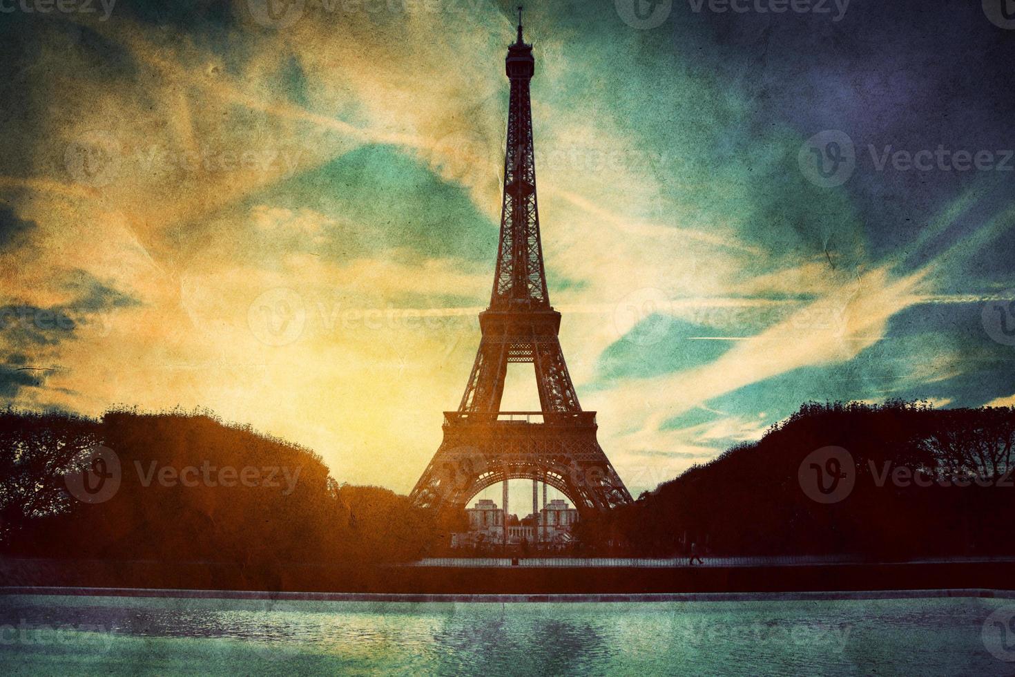 Eiffel Tower in Paris, Fance in retro style. photo