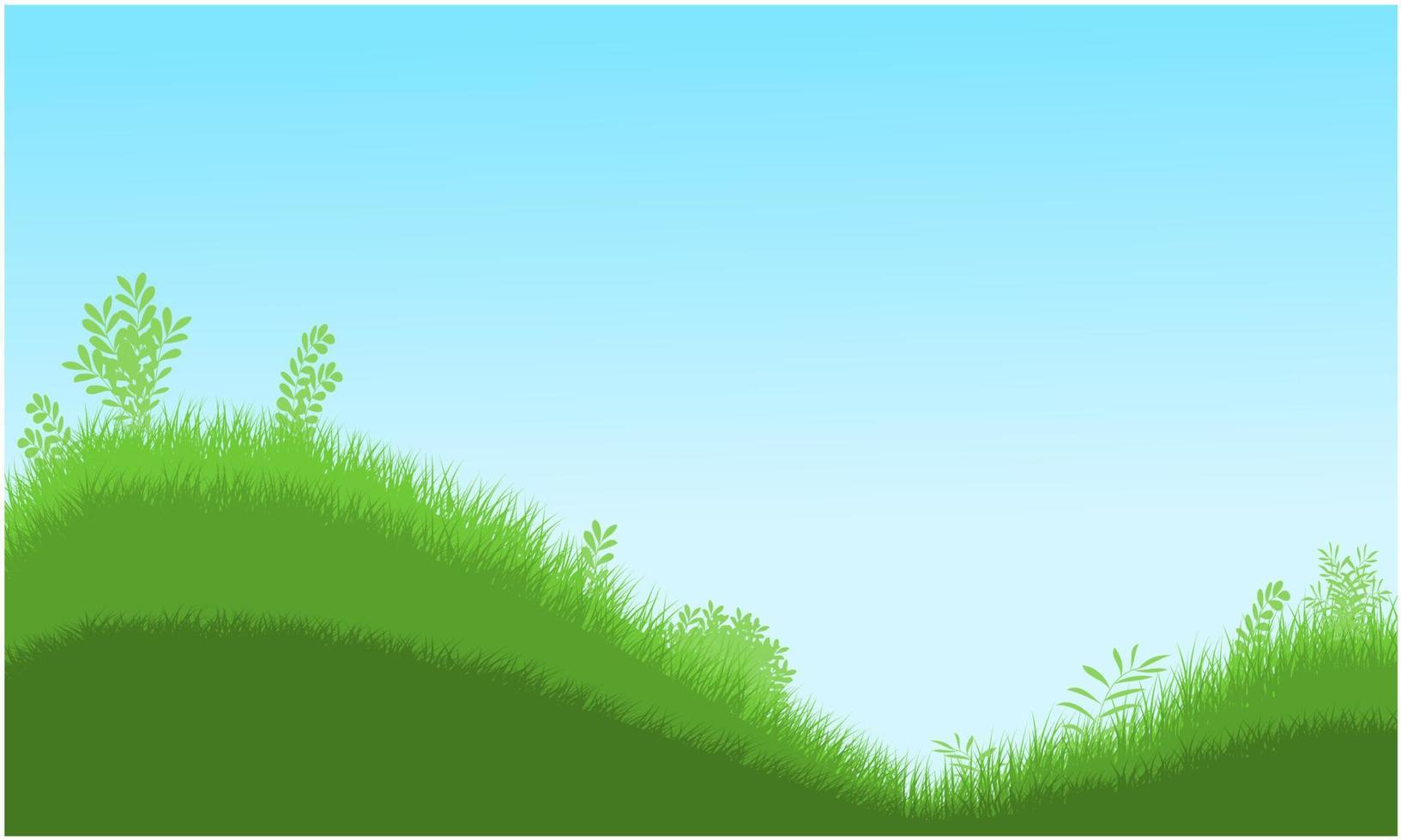 silueta de colinas cubiertas de hierba vector