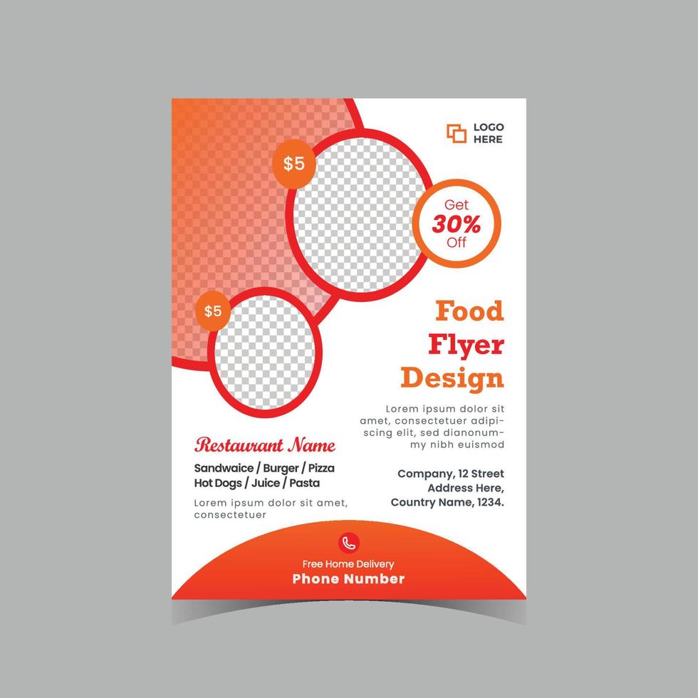 Restaurant food flyer template design vector