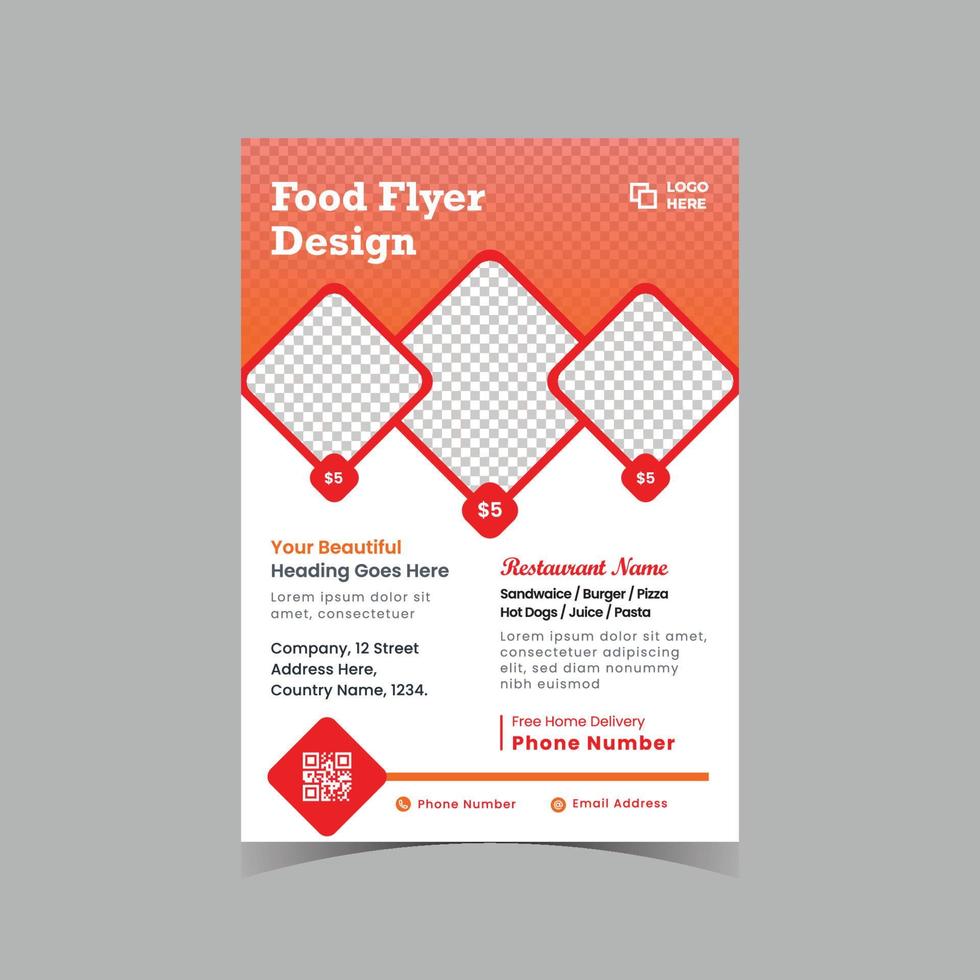 Restaurant food flyer template design vector