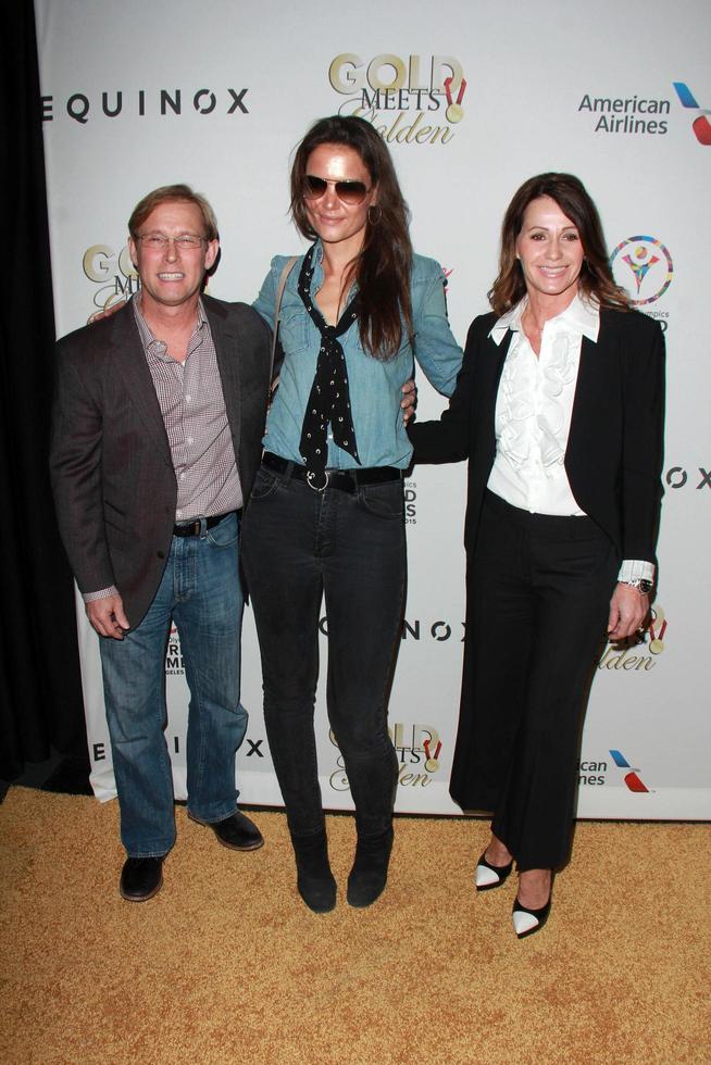 LOS ANGELES, FEB 21 -  Bart Conner, Katie Holmes, Nadia Comaneci at the 3rd Gold Meets Golden at the Equinox on February 21, 2015 in West Los Angeles, CA photo