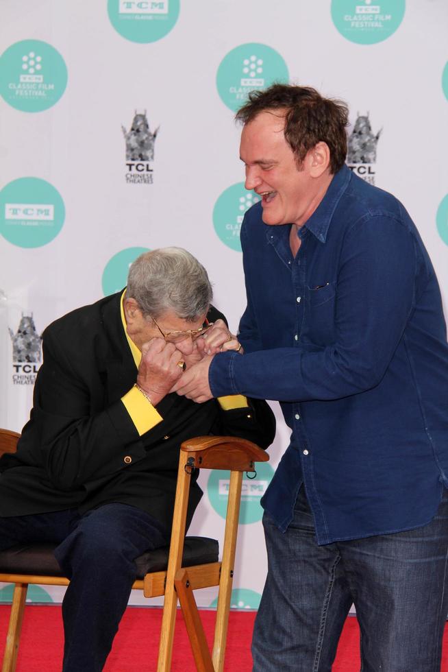 LOS ANGELES, APR 12 -  Jerry Lewis, Quentin Tarantino at the Jerry Lewis Hand and Footprint Ceremony at TCL Chinese Theater on April 12, 2014 in Los Angeles, CA photo