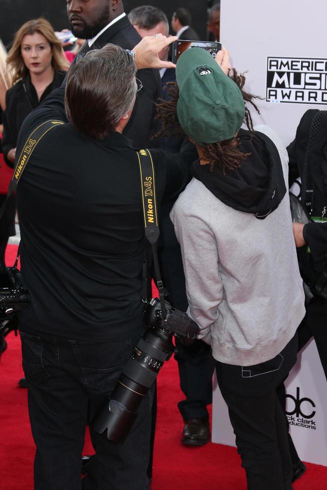 LOS ANGELES, NOV 23 -  Kevin Mazur, Jaden Smith at the 2014 American Music Awards, Arrivals at the Nokia Theater on November 23, 2014 in Los Angeles, CA photo