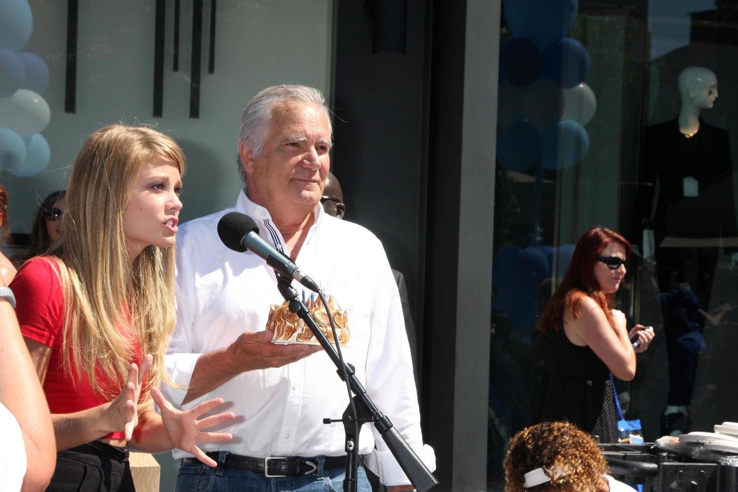 LOS ANGELES, AUG 23 -  Kim Matula, John McCook celebrating Kim s birthday at the Bold and Beautiful Fan Meet and Greet at the Farmers Market on August 23, 2013 in Los Angeles, CA photo