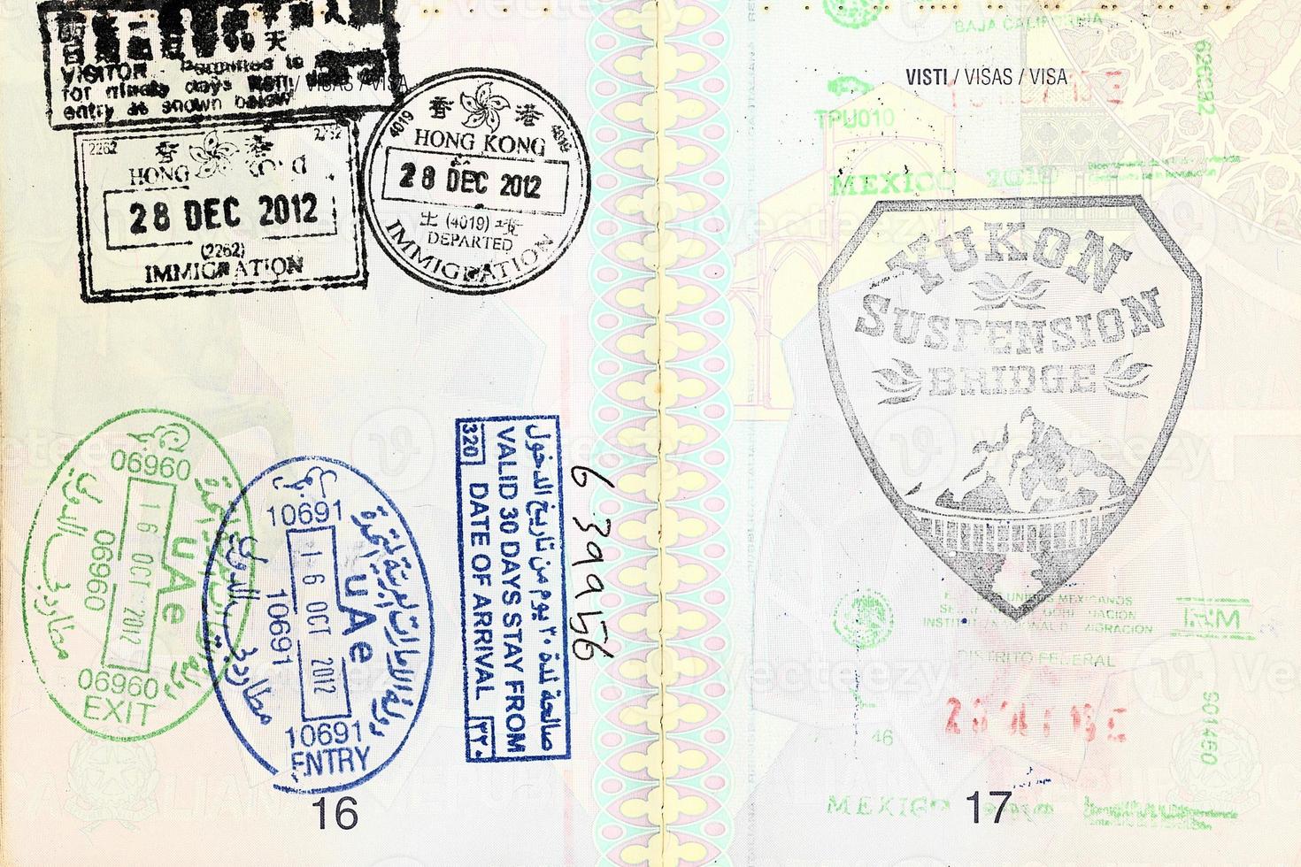 visa de pasaporte de diferentes destinos foto