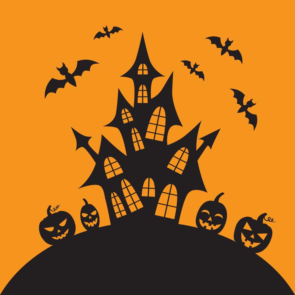 Cool background with a silhouette of a castle for Halloween. vector