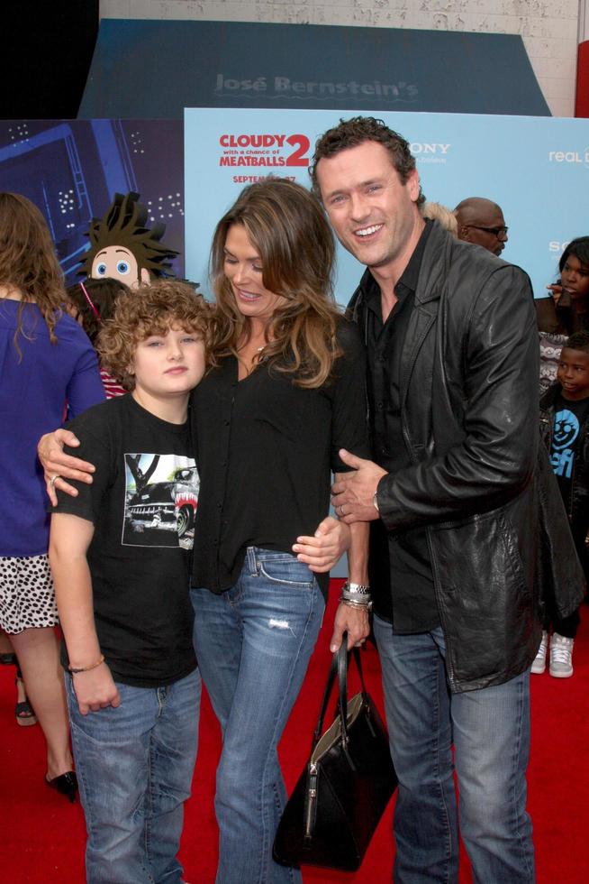 LOS ANGELES, SEP 21 - David O Mara, Paige Turco, Jason O Mara at the Cloudy With A Chance of Meatballs 2 Los Angeles Premiere at Village Theater on September 21, 2013 in Westwood, CA photo