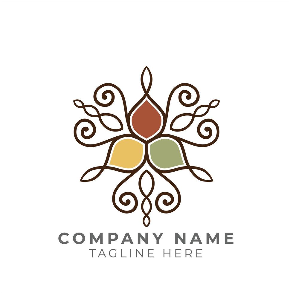 geometric traditional floral pattern logo design vector