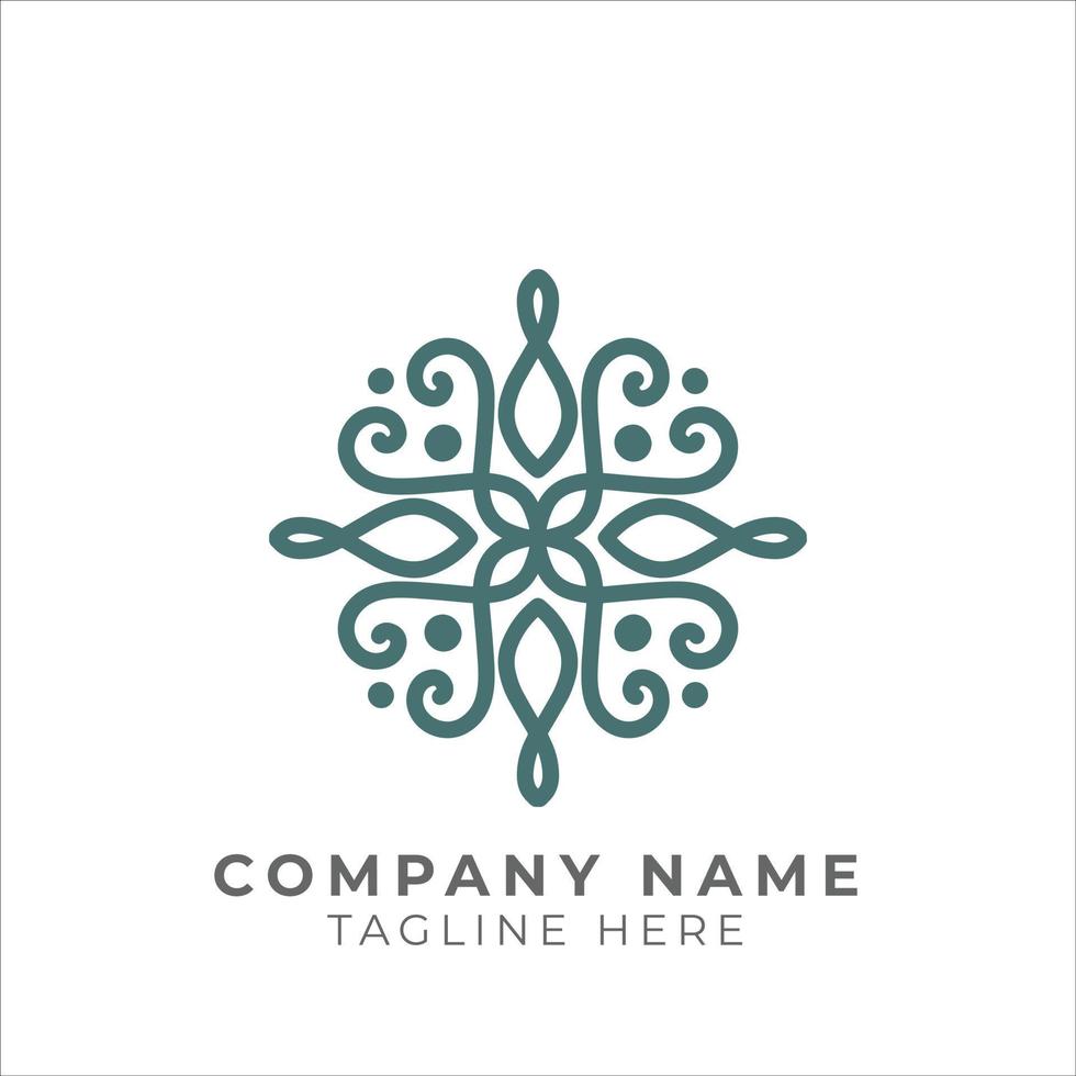 geometric traditional floral pattern logo design vector