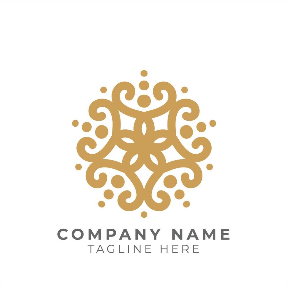 geometric traditional floral pattern logo design vector